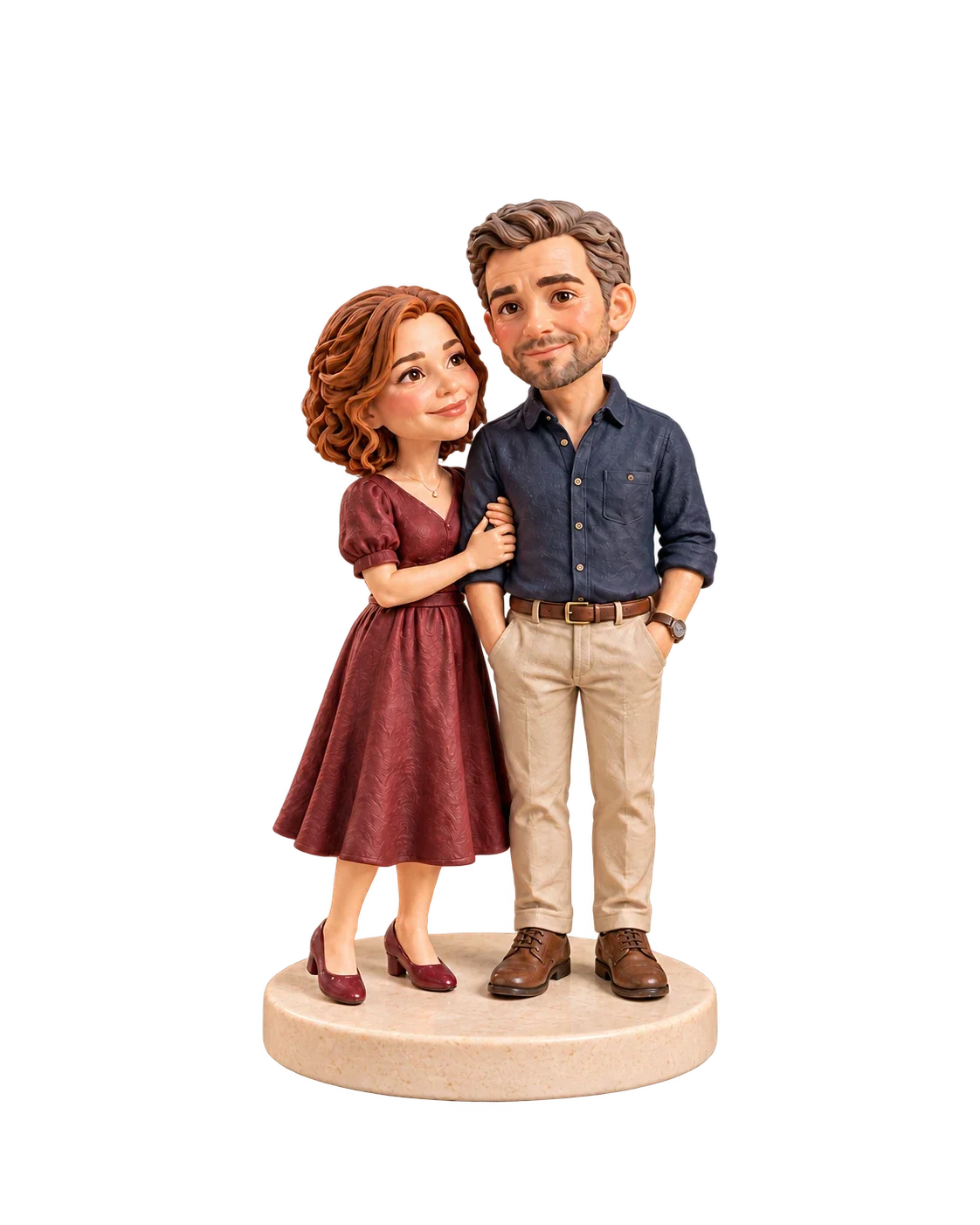Anniversary figure design with 2 characters on a simple base