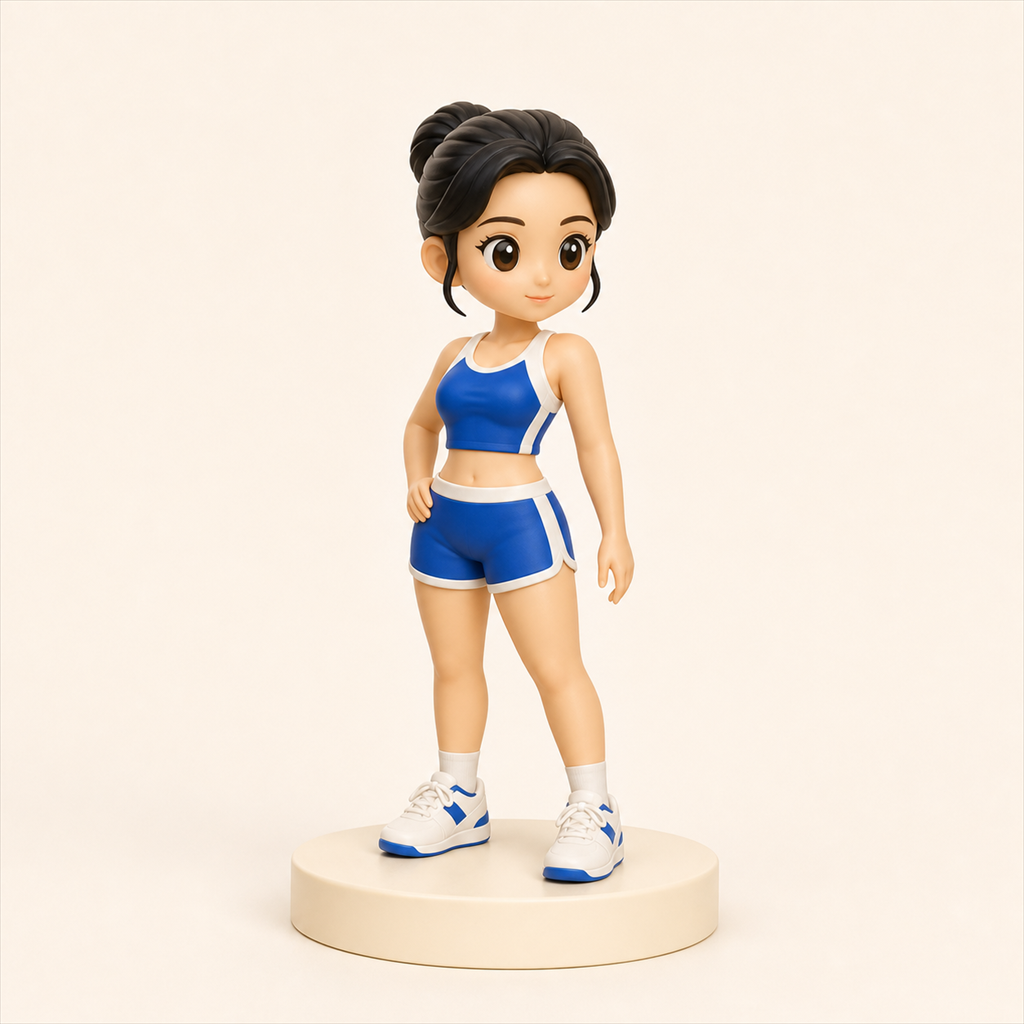 3D Signature Pose — hand-finished chibi figure from your photo