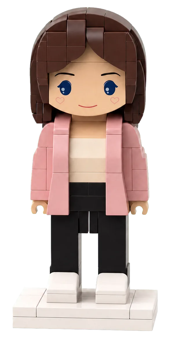 Brick character ready to answer questions