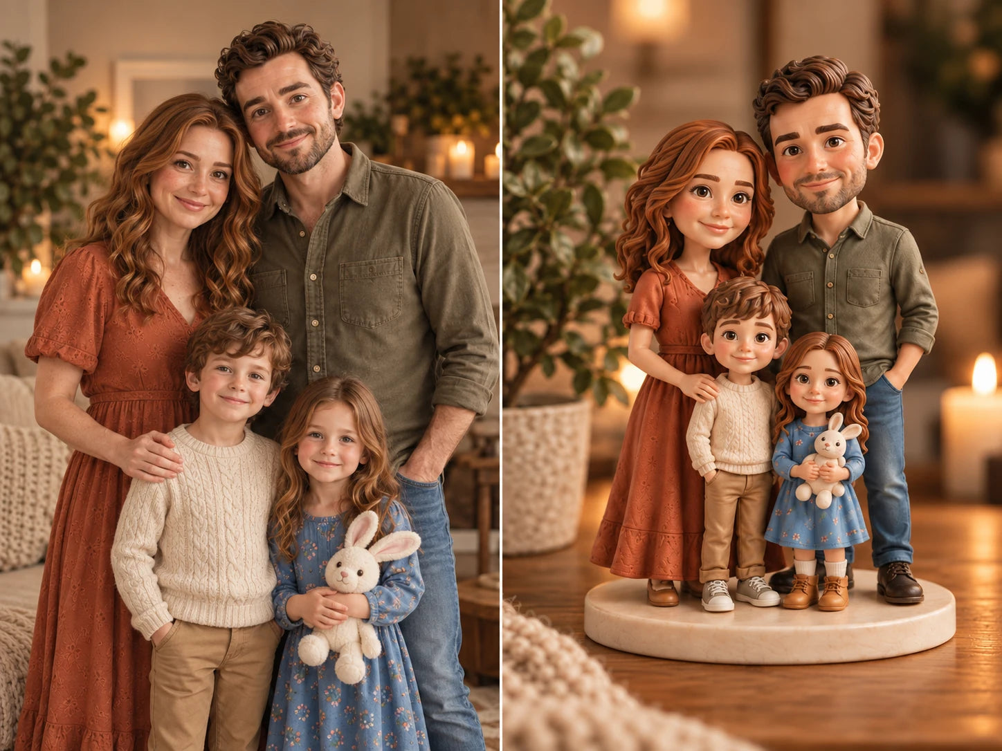 AI example: fictional reference photo beside its figurine design