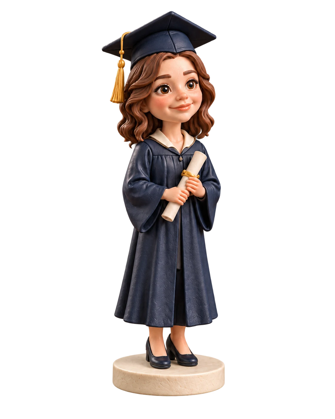 Ilustración de una figura estándar de graduación sobre una base sencilla