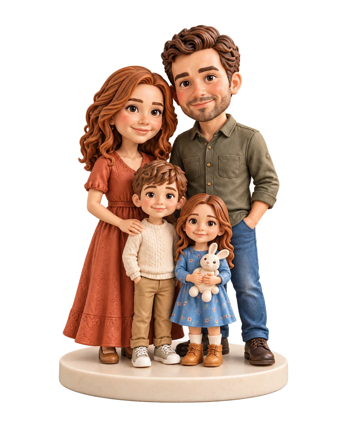 Family figure design with 4 characters on a simple base