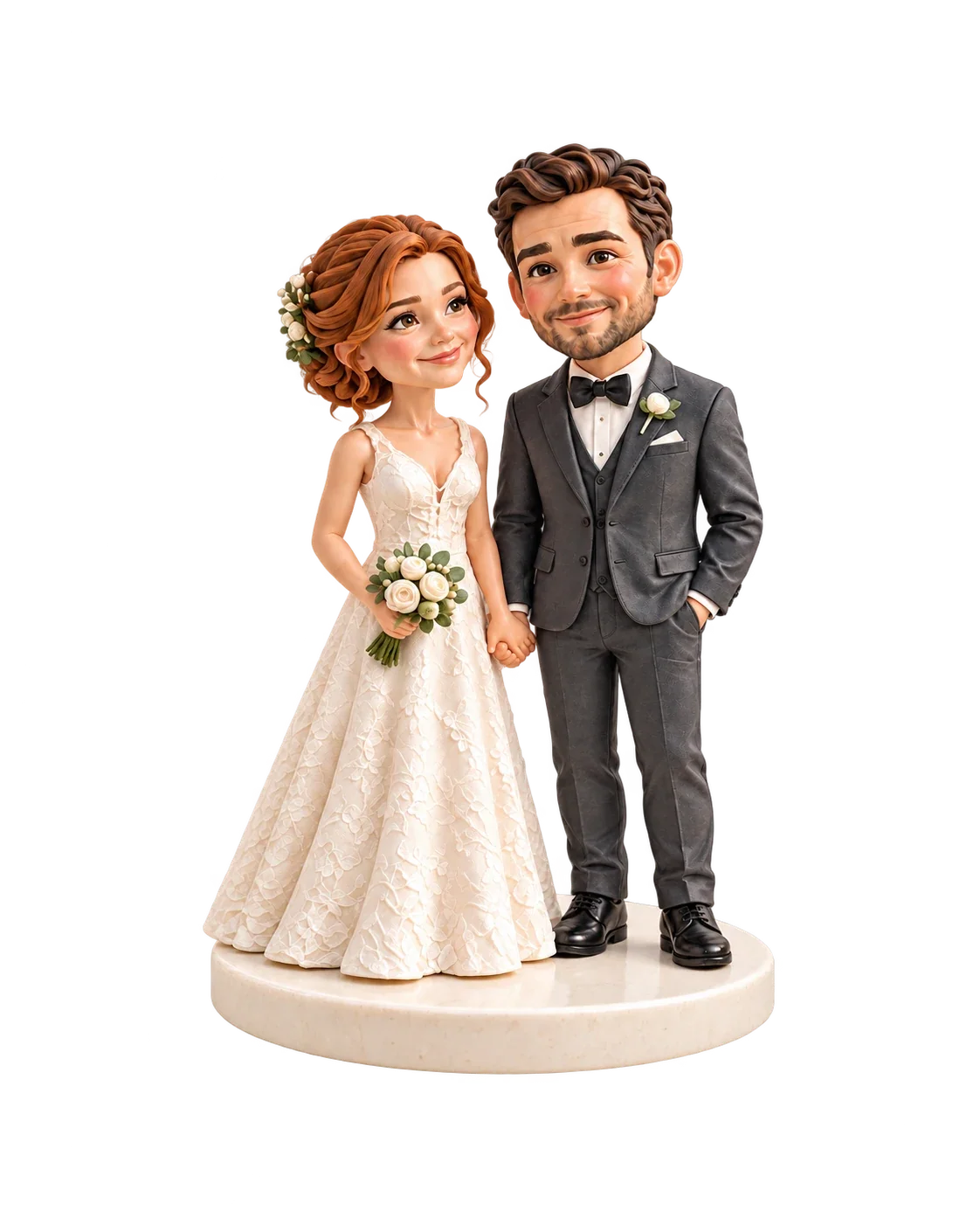 Wedding figure design with 2 characters on a simple base