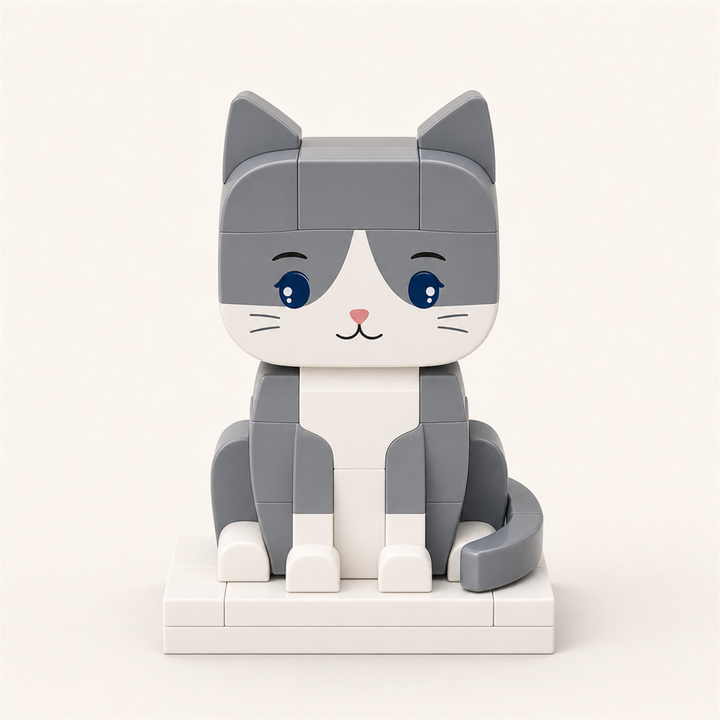 The Duo + Pet — custom brick figures from your photo