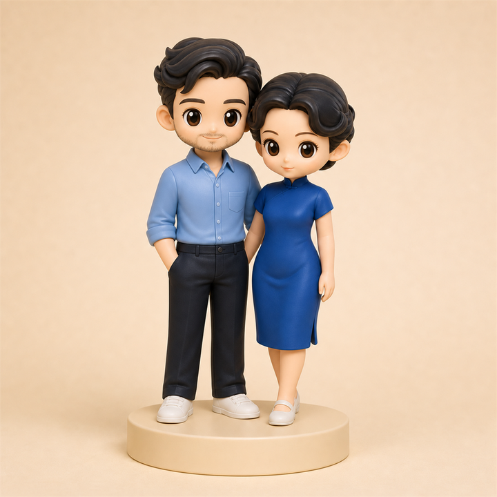 3D Duo — hand-finished chibi figure from your photo