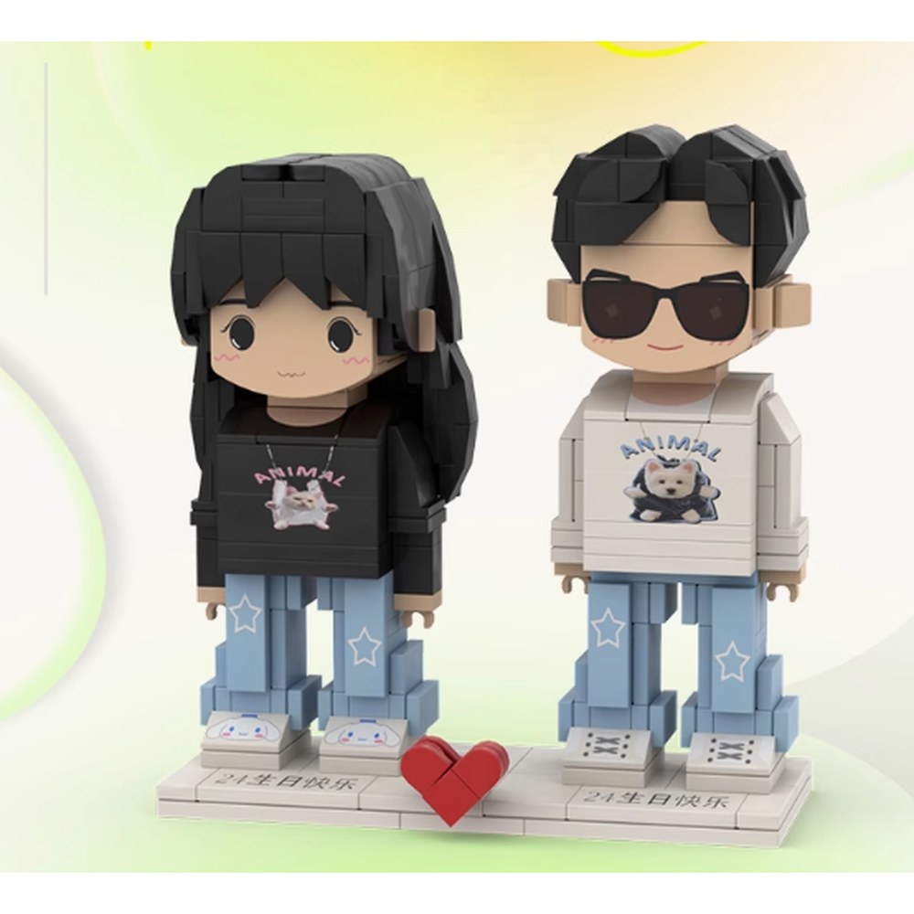 The Trio — Classic — custom brick figures from your photo
