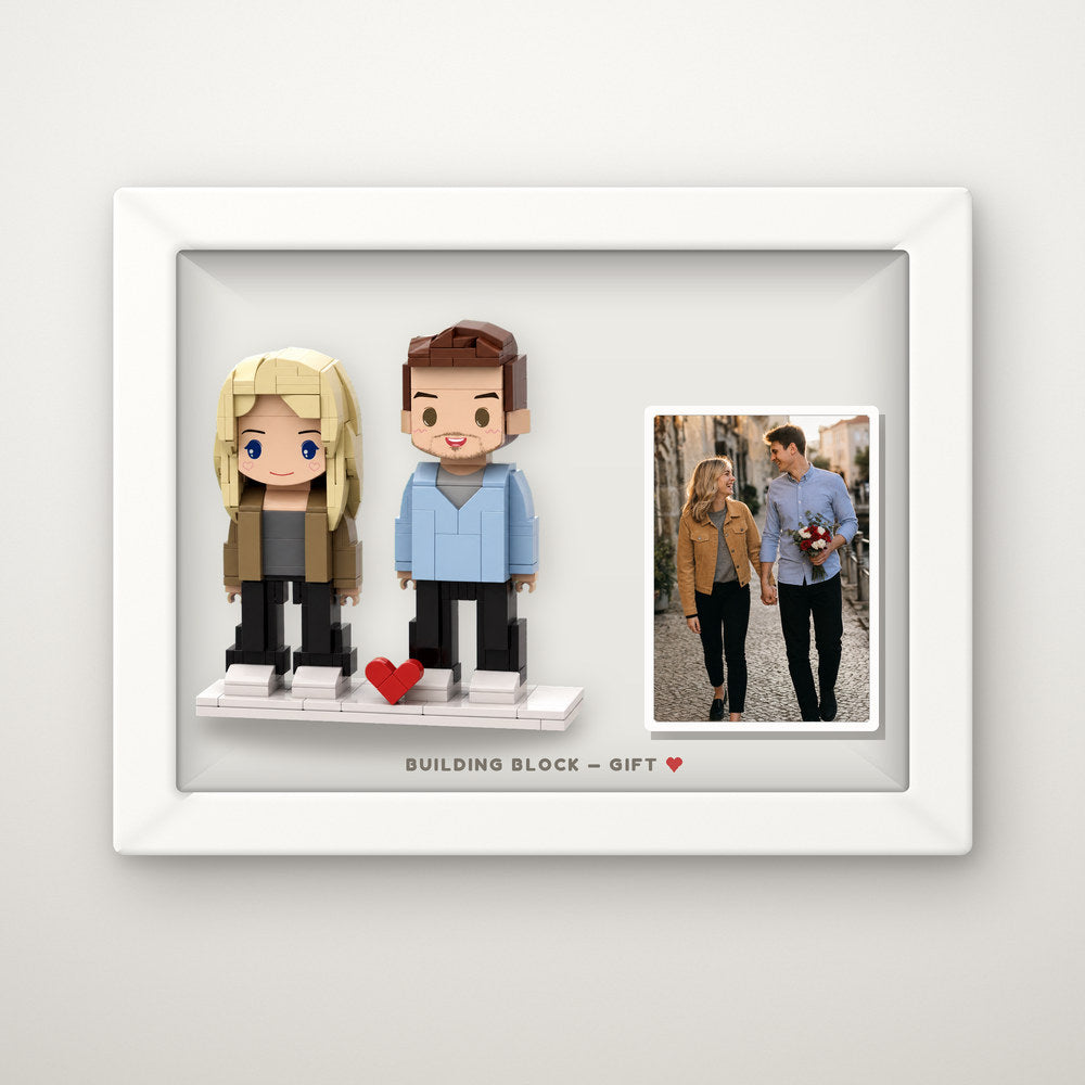 Framed Duo — hand-built brick figure from your photo