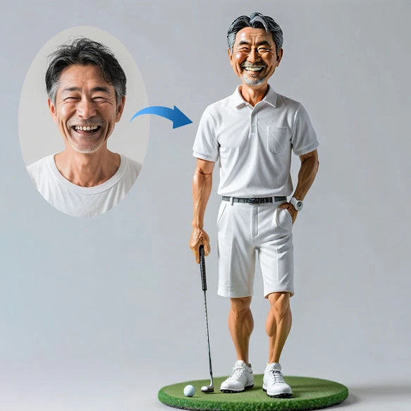 The weekend golfer — Style reference. Style Lab reference image; not a VoxelPals customer order. Your own photos guide the design.
