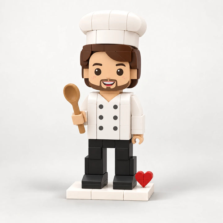 Profession Brick Figure, 1 person on one ivory brick base (AI design illustration)