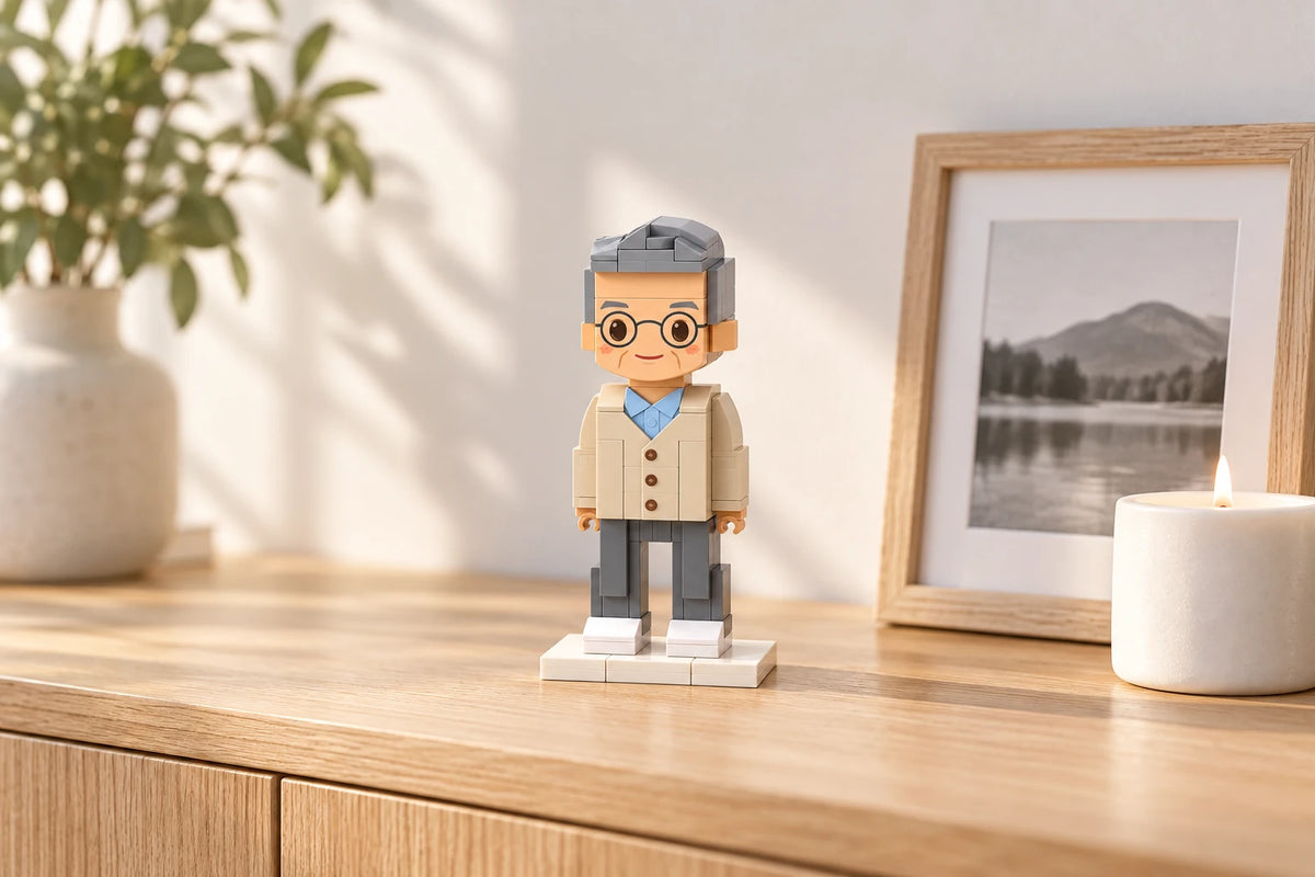 Memorial Brick Figure displayed at home (AI illustration, scene styling not included)