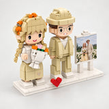 Three-quarter view of the custom Duo + Photo Frame brick set
