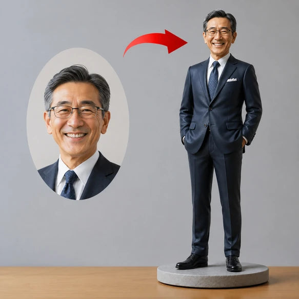 Executive Portrait — Style reference. Style Lab reference image; not a VoxelPals customer order. Your own photos guide the design.