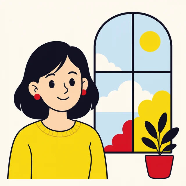 Illustration: a person lit evenly by soft daylight from a window