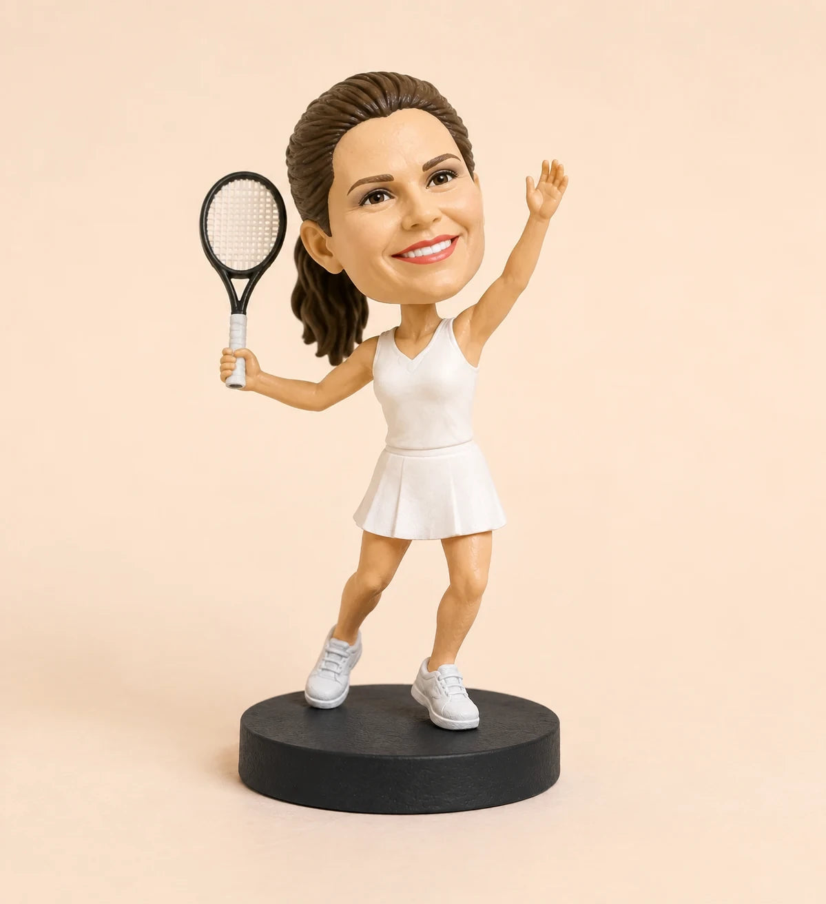 A character mid-action in the bobble cut on a purple base
