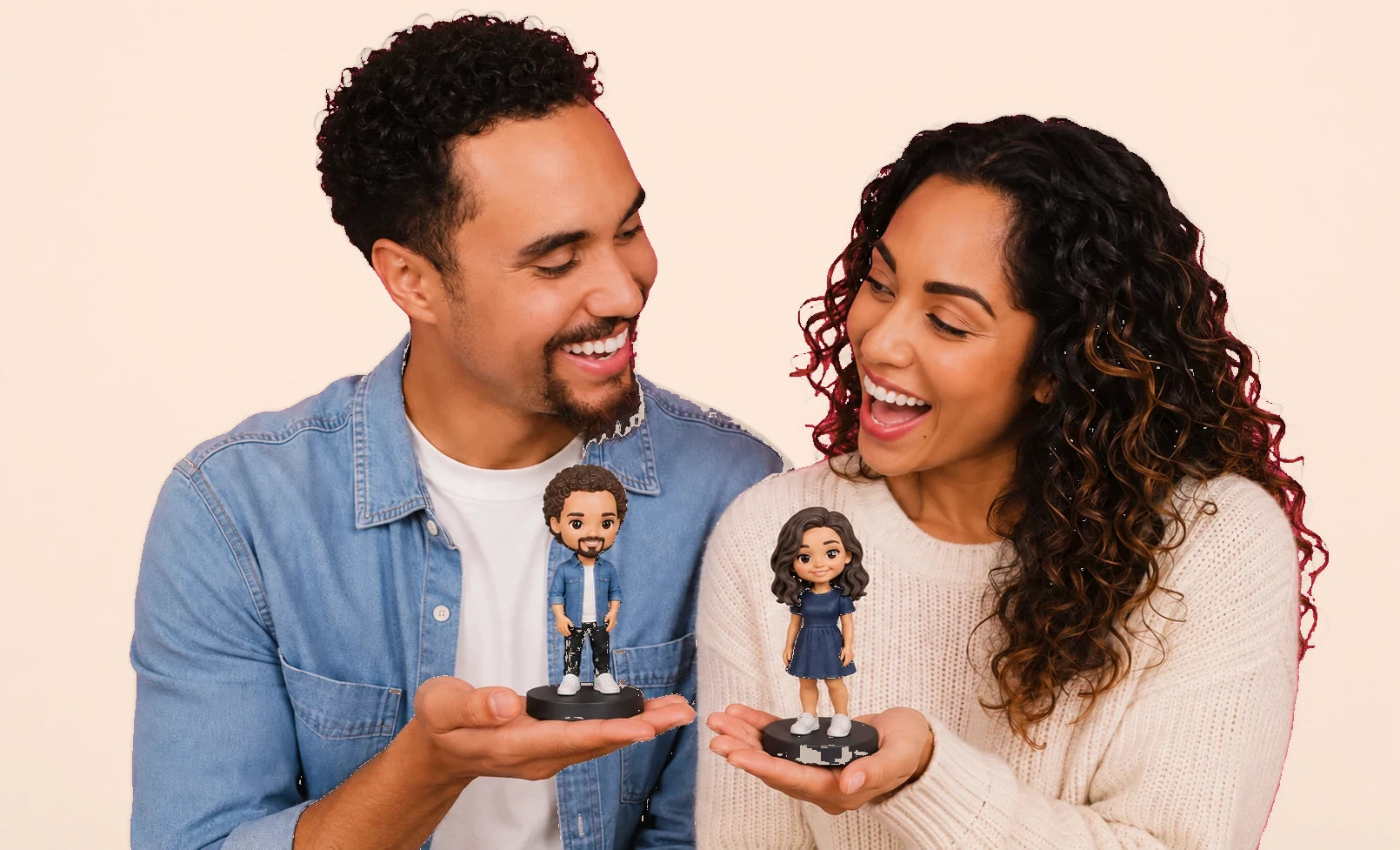 The duo — two resin characters sharing one display base